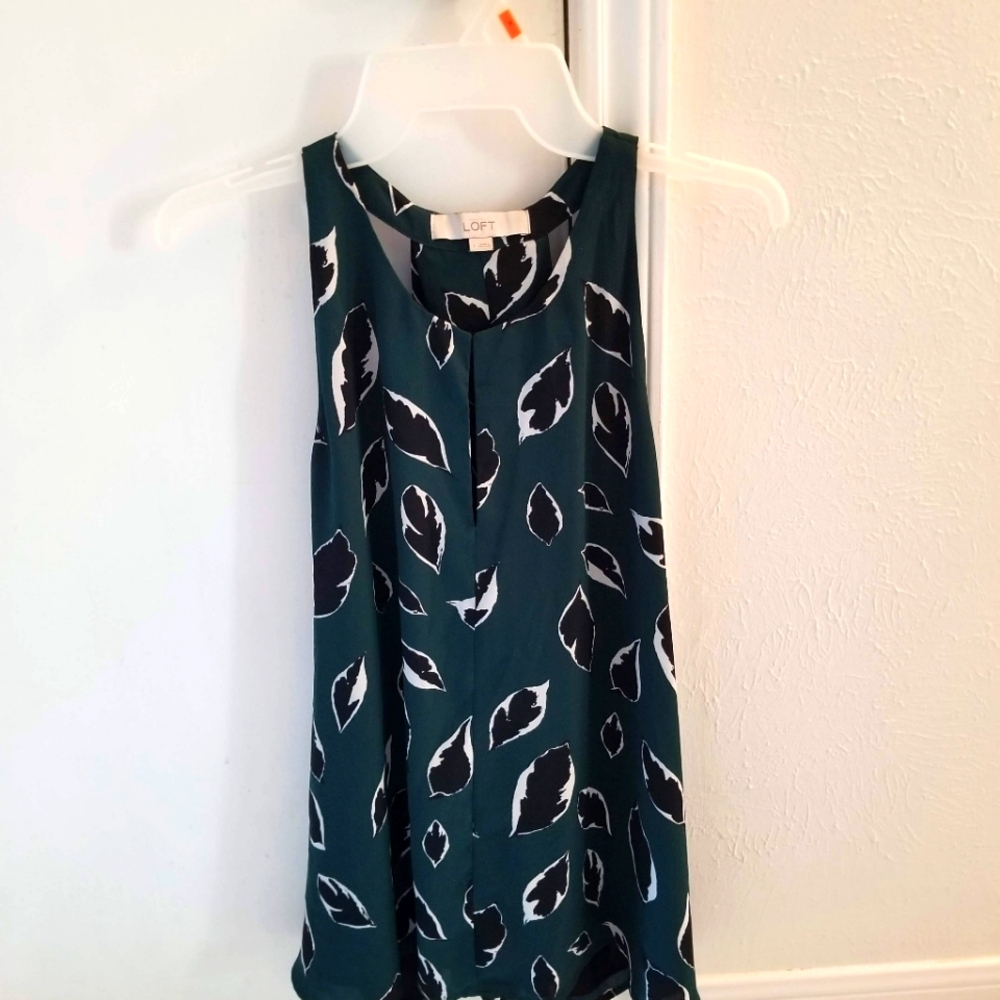 Loft Sleeveless Top with tee back dark green Size L